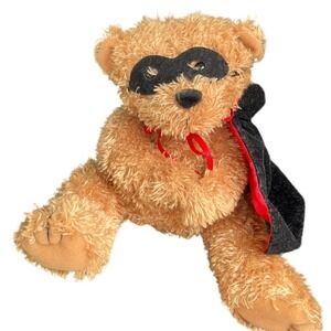 Plush Teddy Bear‎ Superhero Costume Black Mask Cape Stuffed Animal Toy